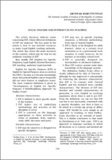 Legal English and internet in its teaching