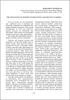 The challenges of modern technologies and distance learning