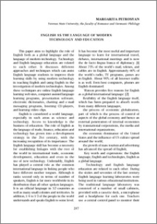 English as the language of modern technology and education