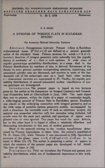 A synopsis of 'Poisson flats in Euclidean spaces'