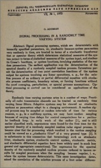 Signal processing in a randomly time varying system