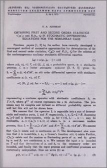 Obtaining first and second order statistics < y > and Ry (t₁, t₂) in stochastic differential equations for the nonlinear case
