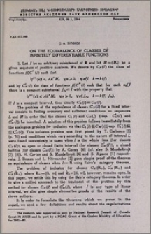On the equivalence of classes of infinitely differentiable functions