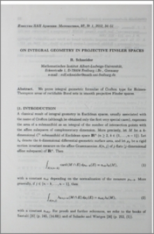 On integral geometry in projective Finsler spaces
