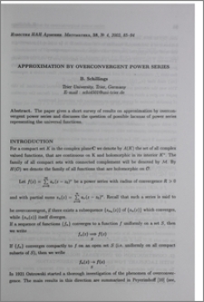 Approximation by overconvergent power series