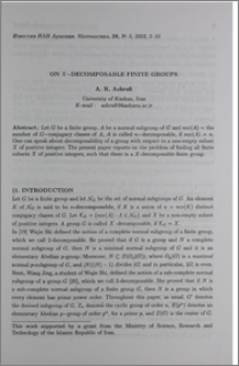 On X-decomposable finite groups