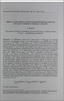 Zero-√3 and zero-2 laws for representations of locally compact Abelian groups