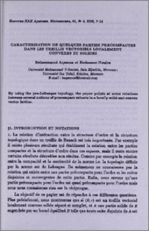 Caracterisation de quelques parties precompactes dans les treillis vectoriels localement convexes et solides