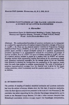 Random fluctuations at the Planck length scale: A source of quantum randomness