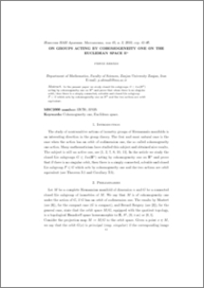 On groups acting by cohomogeneity one on the Euclidean space Rⁿ