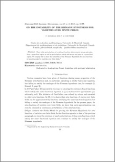 On the instability of the Riemann hypothesis for varieties over finite fields