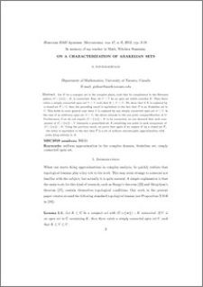 On a characterization of Arakelian sets