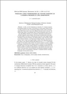 Parallel X-ray tomography of convex domains as a search problem in two dimensions