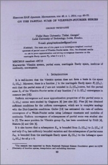 On the partial sums of Vilenkin-Fourier series