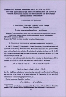 On the convergence and summability of double Walsh-Fourier series of functions of bounded generalized variation