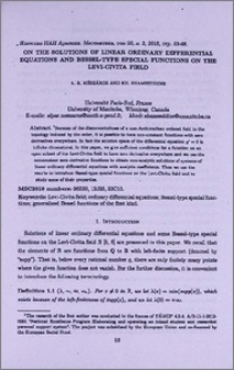 On the solutions of linear ordinary differential equations and Bessel-type special functions on the Levi-Civita field