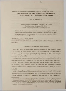 Two results on the normality criterion concerning holomorphic functions
