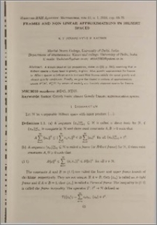Frames and non linear approximations in Hilbert spaces