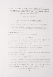The radius of convexity of particular functions and applications to the study of second order differential inequality