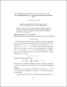 On interpolation by a homogeneous polynomials in R²