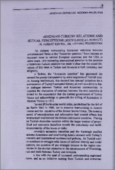 Armenian-Turkish relations and mutual perceptions