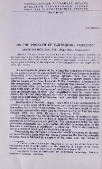 On the problem of earthquake forecast