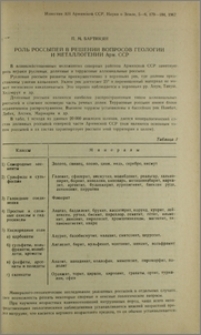 Роль россыпей в решении вопросов геологии и металлогении Арм. ССР