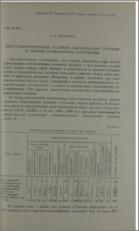 Аэро-синоптические условия образования туманов в районе Ереванского аэродрома
