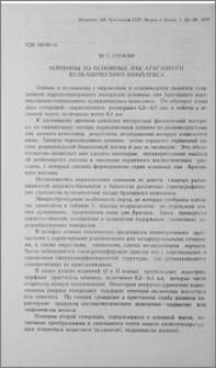 Оливины из основных лав Арагацкого вулканического комплекса