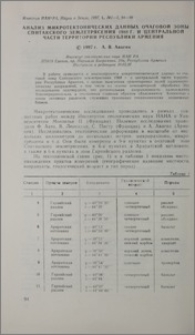 Анализ микротектонических данных очаговой зоны Спитакского землетрясения 1988 г. и центральной части территории Республики Армения