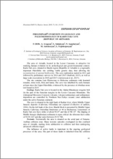 Preliminary overview on geology and paleoseismology of Karin tak cave (Republic of Artsakh)