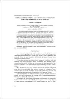 Seismic activity studies and seismic risk assessment for some operating dams in Armenia