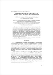 Assessment of climate change impact on hydrological regime of Aparan reservoir