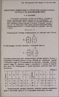 Некоторые замечания о структуре элементарных частиц и их взаимодействии