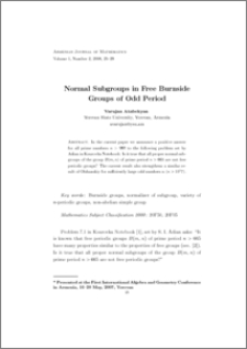 Normal Subgroups in Free Burnside Groups of Odd Period