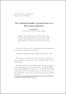 The Jordan-Postnikov Normal Form of a Real Linear Operator