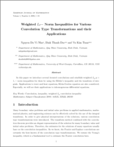 Weighted $L_P-$ Norm Inequalities For Various Convolution Type Transformations And Their Applications