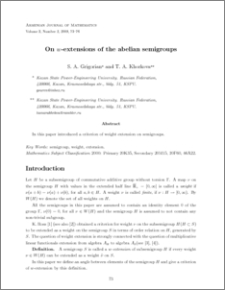 On $w$-extensions of the abelian semigroups