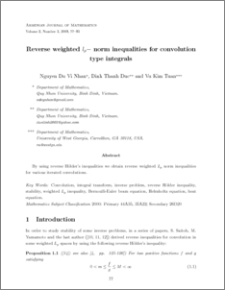 Reverse weighted $l_p -$ norm inequalities for convolution type integrals