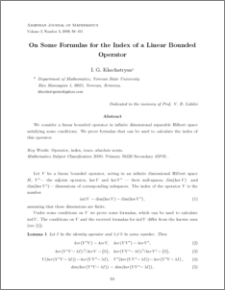 On Some Formulas for the Index of a Linear Bounded Operator