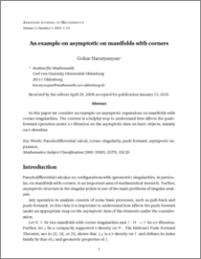 An example on asymptotic on manifolds with corners