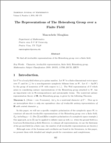 The Representations of The Heisenberg Group over a Finite Field