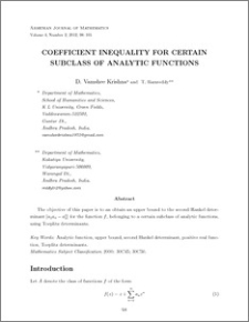 Coefficient inequality for certain subclass of analytic functions