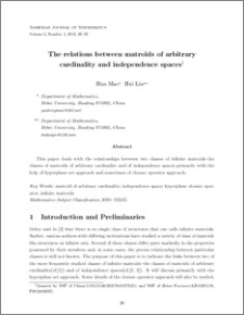 The relations between matroids of arbitrary cardinality and independence spaces
