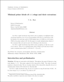 Minimal prime ideals of $\sigma(*)$-rings and their extensions