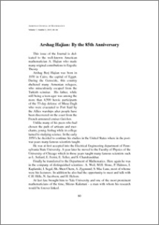 Arshag Hajian: By the 85th Anniversary