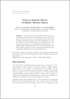 Notes on Ergodic Theory in Infinite Measure Spaces