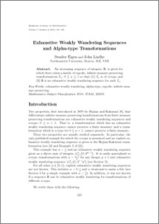 Exhaustive Weakly Wandering Sequences and Alpha-type Transformations