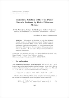 Numerical Solution of the Two-Phase Obstacle Problem by Finite Difference Method