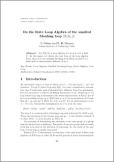 On the finite Loop Algebra of the smallest Moufang loop $M(S_3,2)$